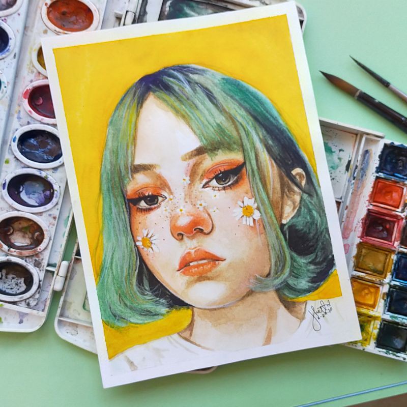 Tumblr is known for its wide variety of content from artists all over the world and the aesthetic paintings . Daisy Girl Aesthetic Watercolor Painting Shopee Philippines