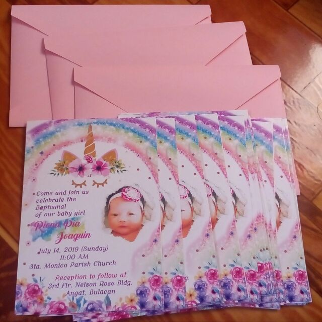 unicorn birthday baptismal invitation flat 3r shopee philippines
