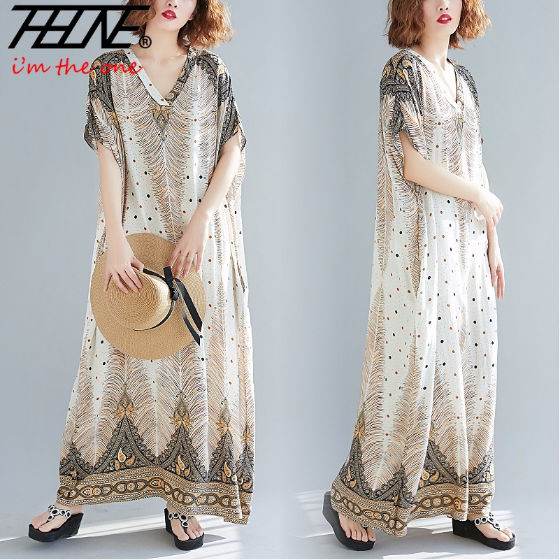 Shop women's vacation shop at express. Thhone Women S Clothing Women Dress Summer Sexy Pleated Maxi Long Korean Floral Beach Bohemian Plus Size Vacation Style Dresses 100kg Wear Shopee Philippines