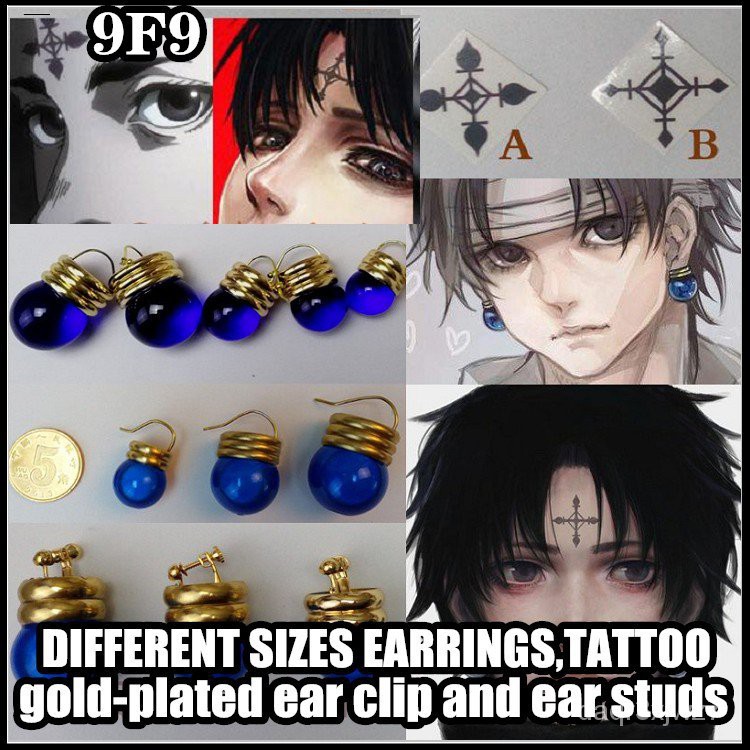 1 Pair Anime Hunter X Hunter Kuroro Rushirufuru Earring Handmade Cosplay Prop Tattoo | Shopee Philippines 750_x_750_jpg
