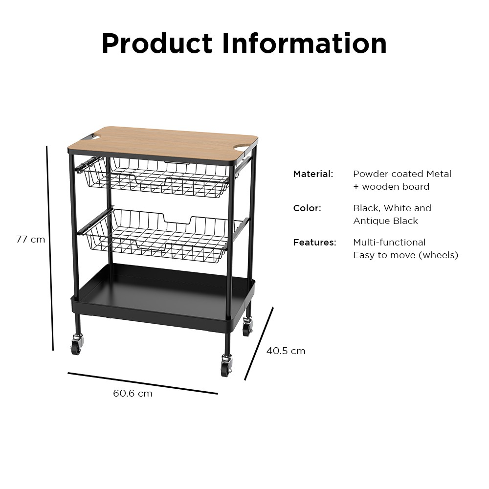 It's a flattering way to infuse character and storage into this space without much effort. Locaupin 4tier Flat Top Rolling Kitchen Serving Utility Cart On Wheels Storage Shelf W Wooden Table Shopee Philippines