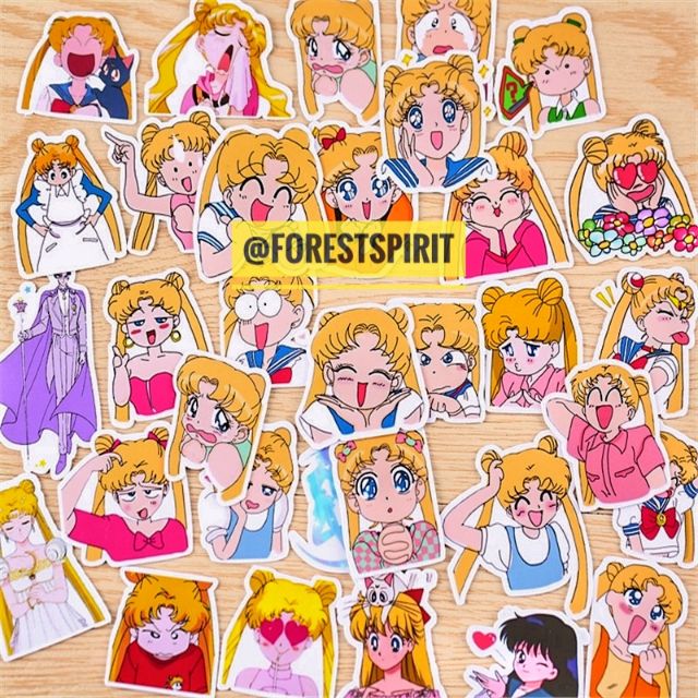 kawaii 33pcs sailor moon anime sticker deco flakes for