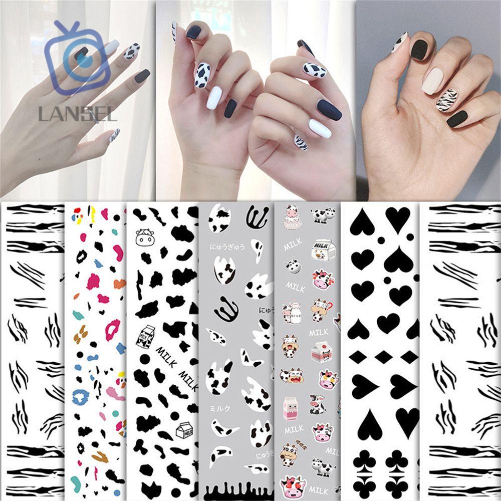 This is a super easy nail design that is perfect to do if you're new at it. Lansel Cool Nail Stickers Women Fashion Nail Foil Milk Pattern New Manicure Diy Beauty Manicure Sticker 3d Nail Decor Palm Pattern Shopee Philippines
