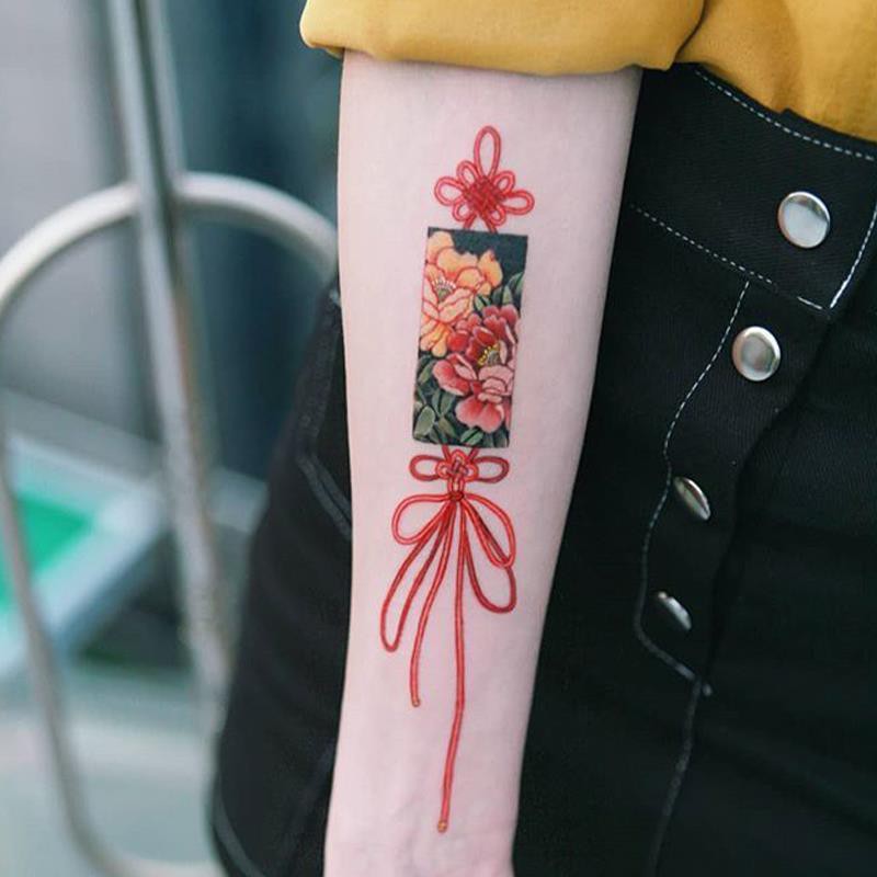 Spot Sale Square Jade Embroidered Peony Tattoo Stickers Japanese Ukiyo-E Ancient Style Hanfu Simulation Waterproof Men And Women Durable | Shopee Philippines 800_x_800_jpg