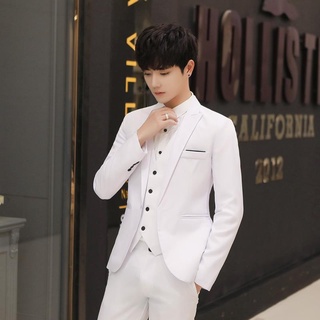 Blue/white groomsmen suit men's wedding tuxedo three pieces (jacket+pants . High Quality Ready Stock 3 Piece Set Men Business Suit Formal Suits Slim Men Wedding Suit Shopee Philippines