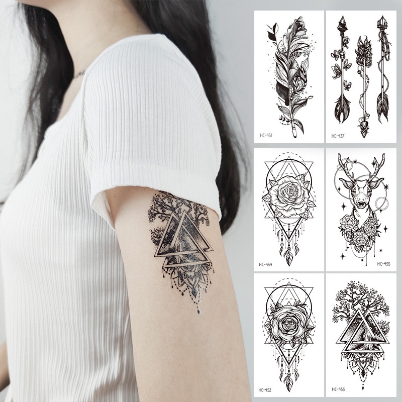 26Pcs Waterproof Temporary Tattoo Sticker Black Small Size Tatto Flash Flamingo Leaf Flower Tatoo Fake Tattoos For Girl Women | Shopee Philippines 800_x_800_jpg