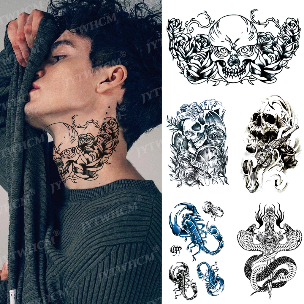 Waterproof Temporary Tattoo Stickers Turtleneck Tattoo Skull Dark Snake Fake Tattoos Arm Neck | Shopee Philippines 1024_x_1024_jpg