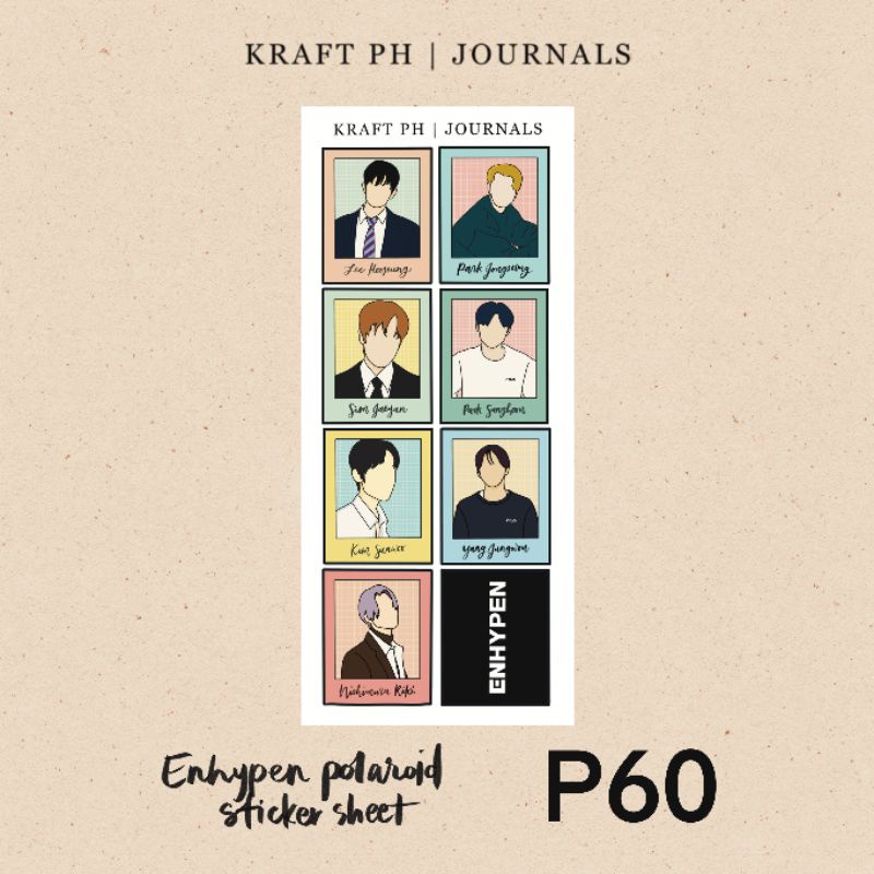 kraft ph journals enhypen polaroid design sticker sheet shopee philippines