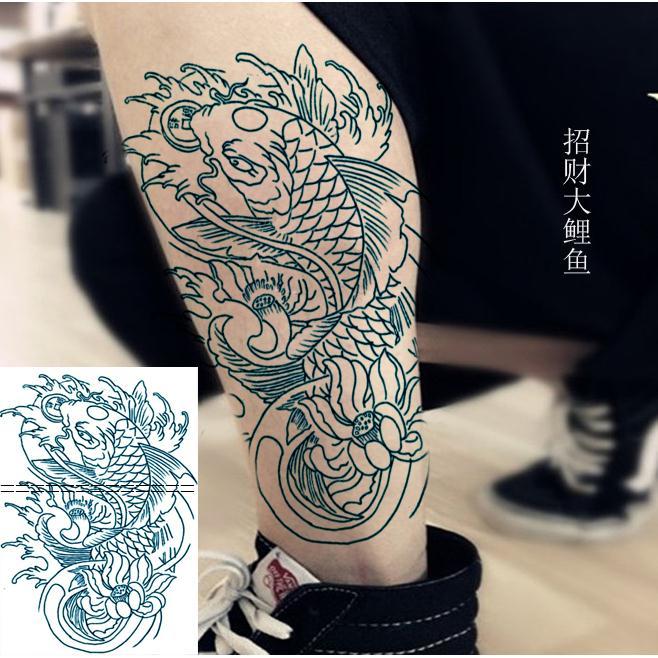 Line Lotus Rich Fish Waterproof Tattoo Stickers Men And Women Long Lasting Carp Koi Arm Flower Arm | Shopee Philippines 658_x_658_jpg