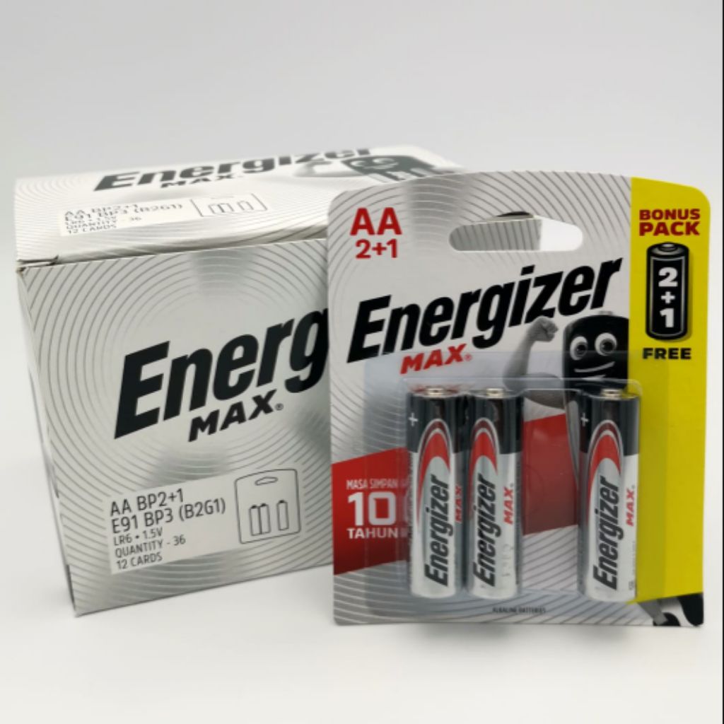 Standard battery pack size 36 ; 1 Box 36pcs Energizer Aa 2a 2 1 Max Alkaline Battery9 Shopee Singapore