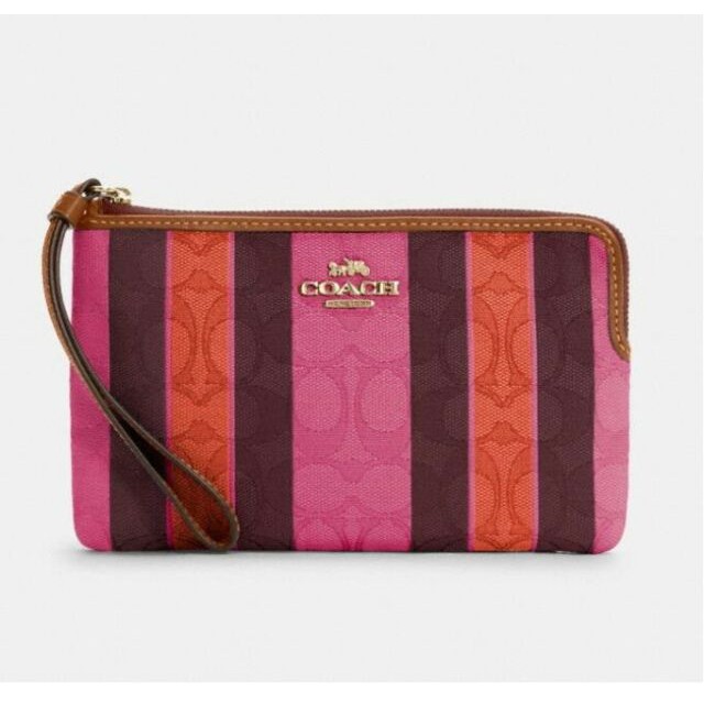 Coach large corner zip wristlet in signature jacquard with stripes. Coach Large Corner Zip Wristlet In Signature Jacquard With Stripes Shopee Singapore