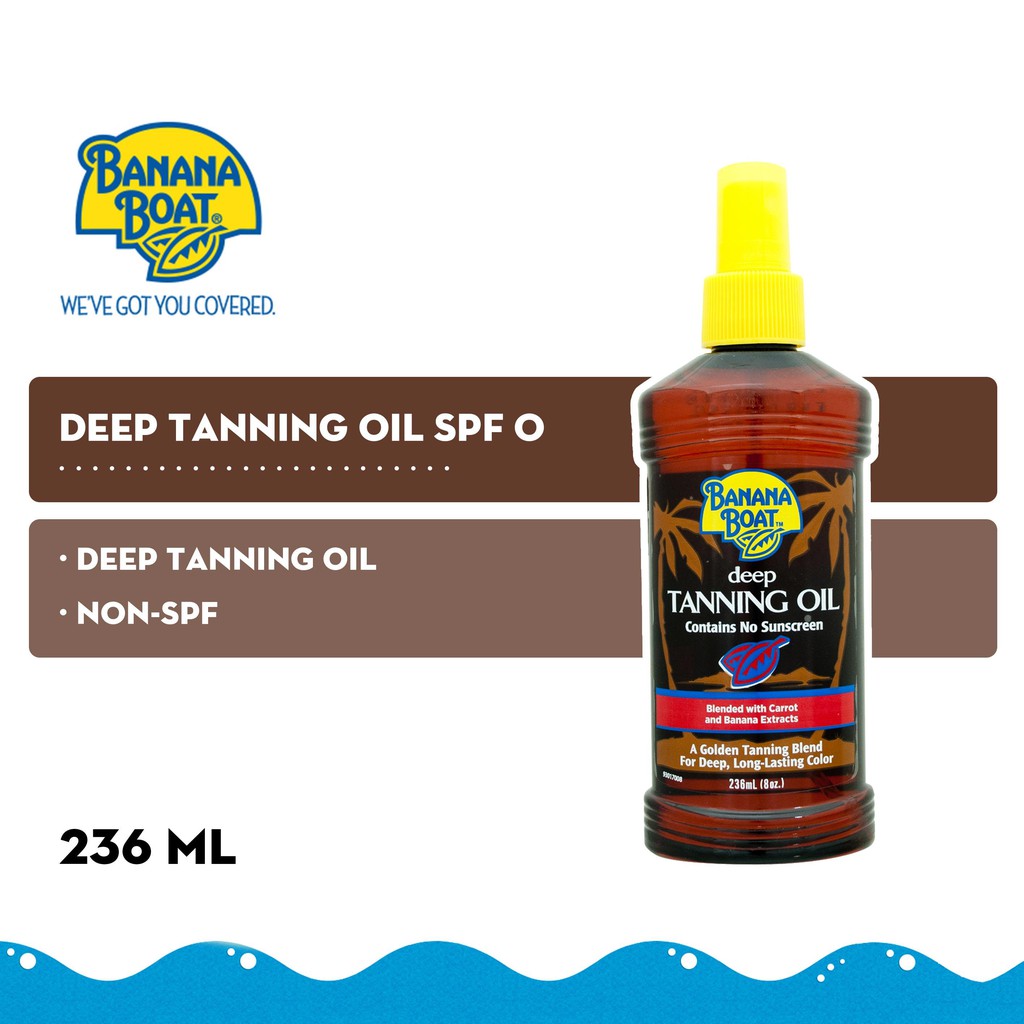 Banana boat sport ultra sunscreen lotion 8 oz, 50 spf, reef friendly sunblock, water resistant (80 minutes), superior endurance vs sweat & water. Banana Boat Deep Tanning Oil Spf 0 236mlsun Care Shopee Singapore
