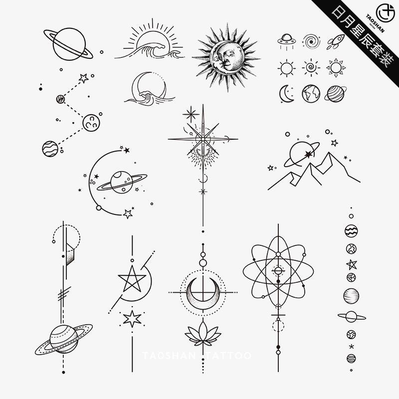 ☆Taoshan Tattoo Sun Moon Star Simple Dark Clavicle Black And Peach | Shopee Singapore 800_x_800_jpg