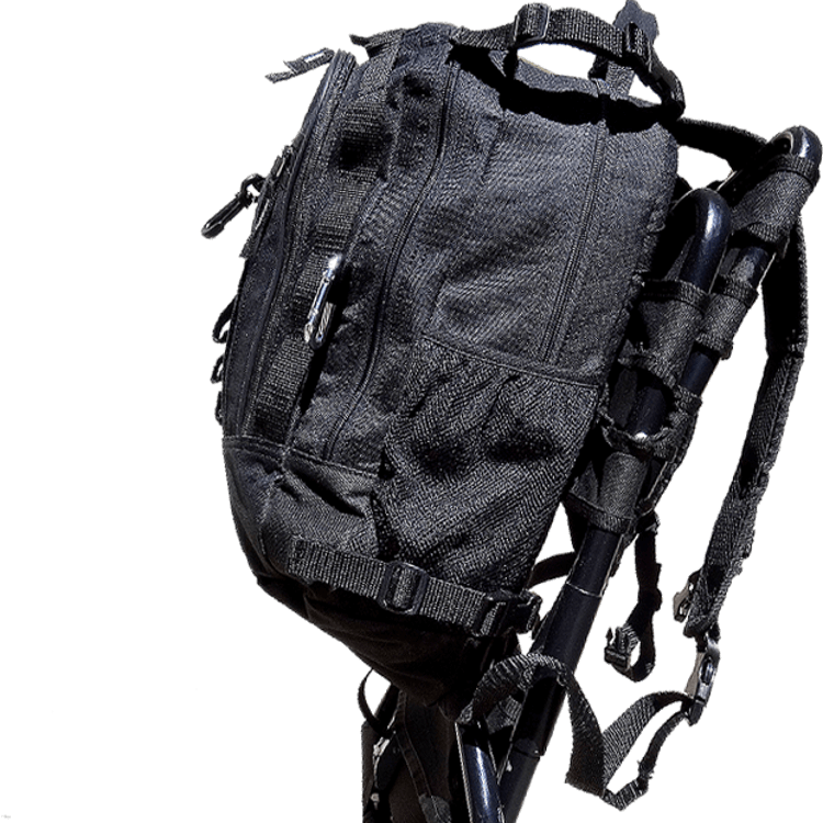 backpack with chair attached