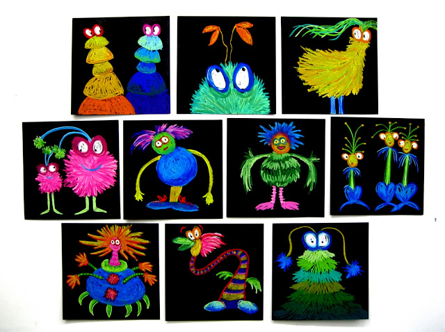 Monstres Avec Des Pastels