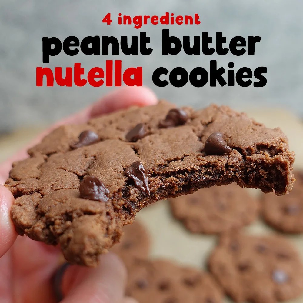 1 cup peanut butter ; 4 Ingredient Peanut Butter Nutella Cookies