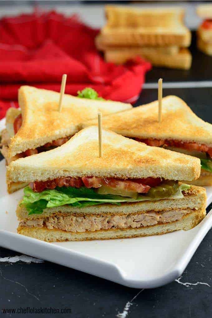 Ingredients · 1/2 pound boneless chicken · 2 large tomatoes cut into slices · 12 slices pickles or as desired · 9 slices bread toasted · 3 tbsp . How To Make A Super Easy Club Sandwich Recipe Chef Lola S Kitchen