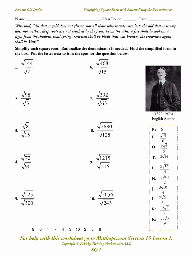 50 simplifying square roots worksheet answers