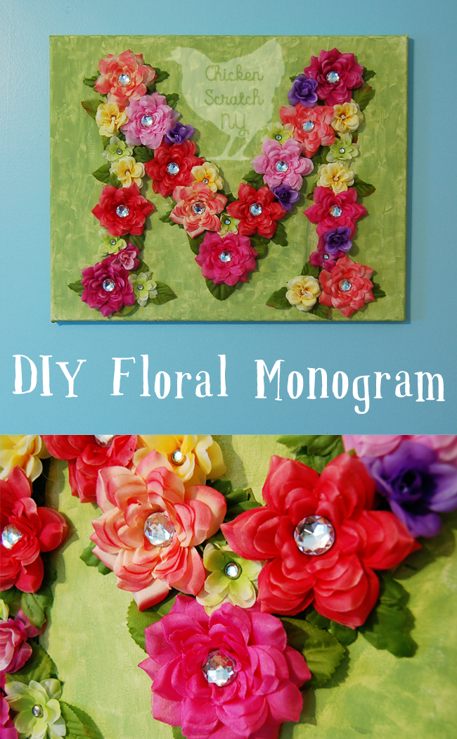Then cut out the styrofoam to fit inside the letters and glued it in with my trusty hot glue gun. Floral Monogram