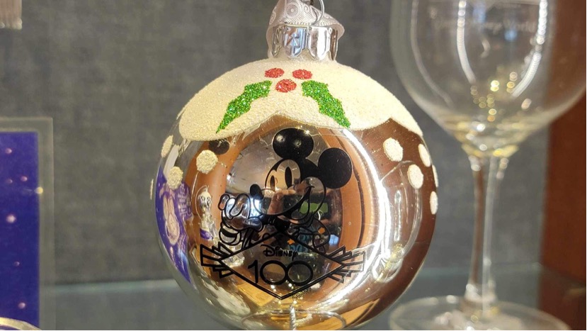 Disney100 Mickey & Minnie Holiday Ornament By Arribas Brothers Spotted At Magic Kingdom! Disney100 Mickey & Minnie Holiday Ornament
