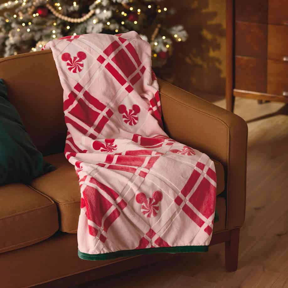 Mickey Mouse Ears Peppermint Plaid Throw Blanket