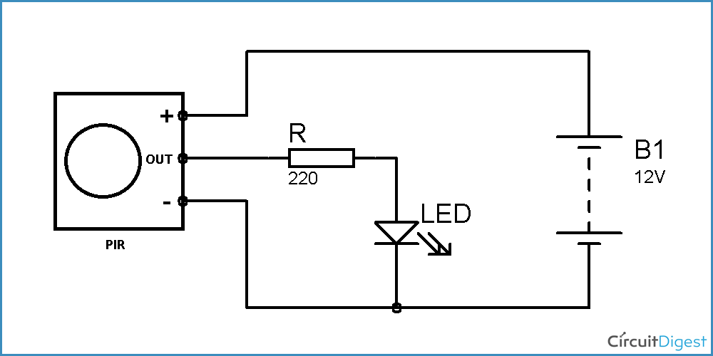 Pir Sensor Based Motion Detector Circuit Diagram