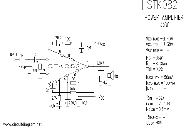 La44401 sound ic for audio amplifier 20w. 35w Power Amplifier With Stk 082 Circuit Scheme