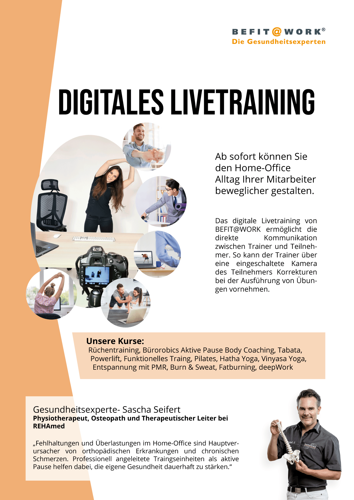 Digitales Livetraining Befit Work Klassische Gesundheitsforderung