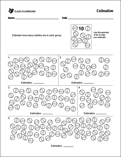 printable estimation worksheet class playground