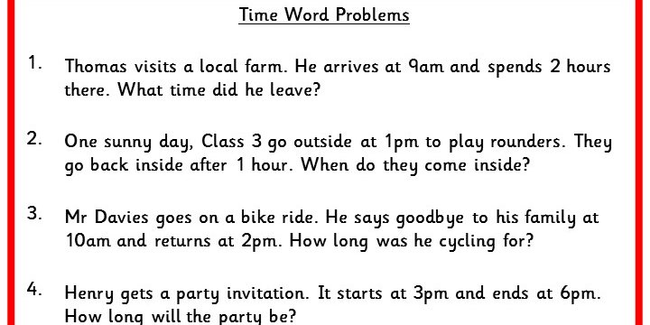 time word problems classroom secrets