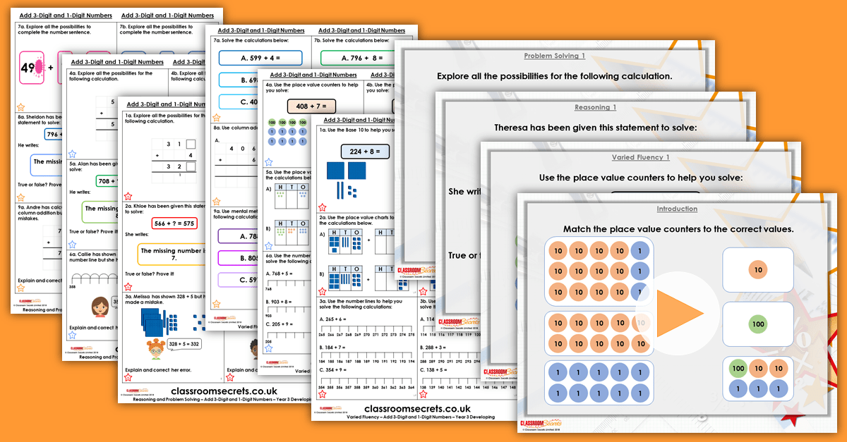 Level up on the above skills and collect up to 200 mastery points start quiz. Add 3 Digit And 1 Digit Numbers Year 3 Addition And Subtraction Resource Pack Classroom Secrets