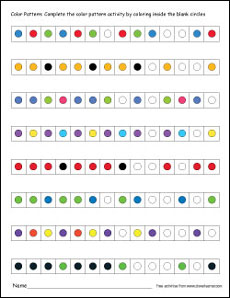 This color pattern autism worksheet will teach pattern recognition to your child with the help of shapes and colors. Printable Color Pattern Worksheets For Preschools
