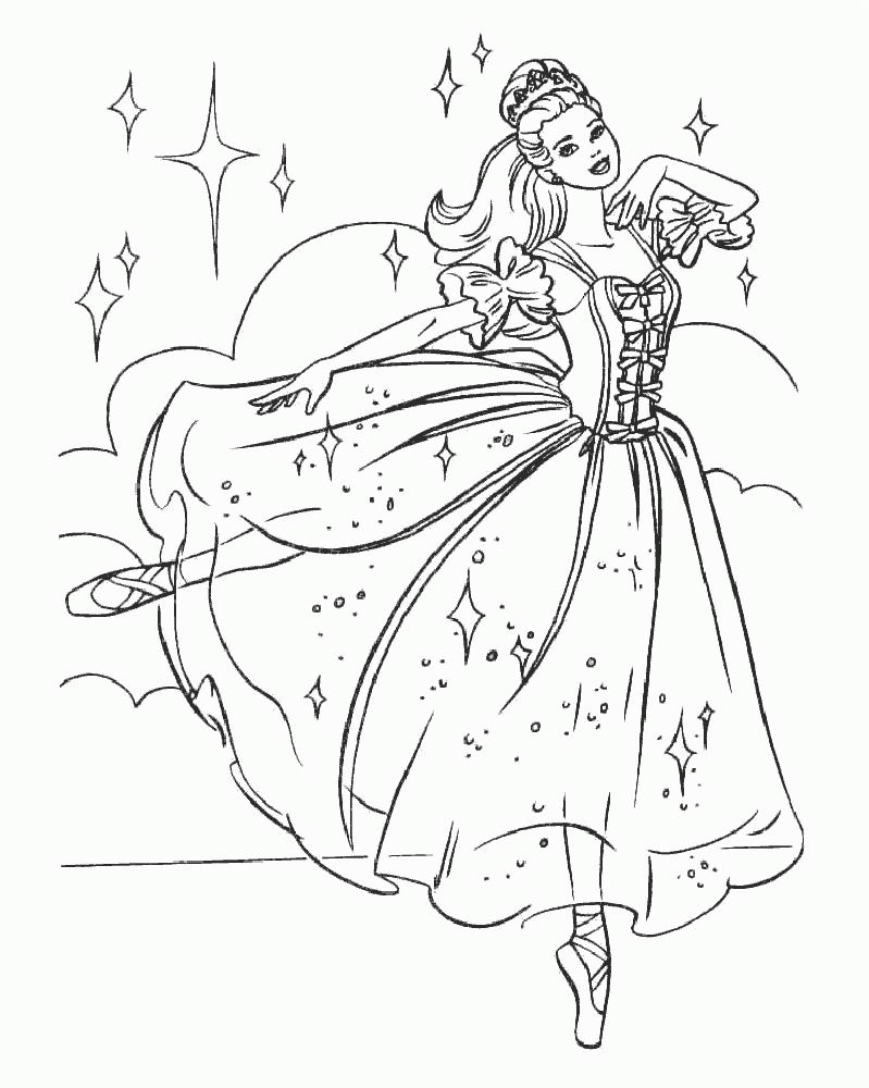 Barbie ballerina coloring page from ballet category. Ballerina Colouring Clip Art Library