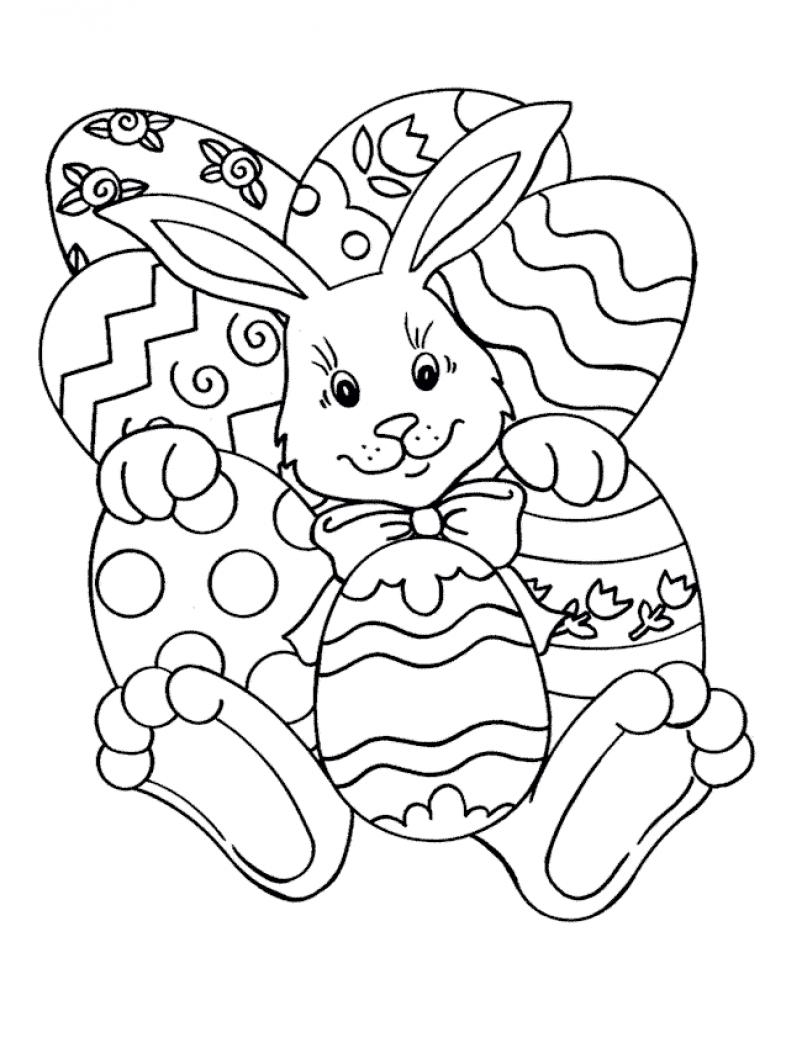 Cute easter bunny pictures, basket and chicks, and eggs. Printable Easy Easter Coloring Pages Clip Art Library