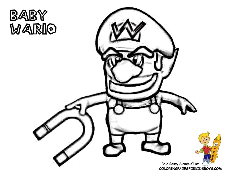 Show your kids a fun way to learn the abcs with alphabet printables they can color. Super Mario Colouring Pages Baby Wario Clip Art Library