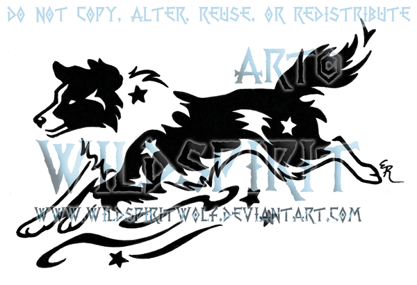 Border Collie Tattoo - Clip Art Library 410_x_600_png