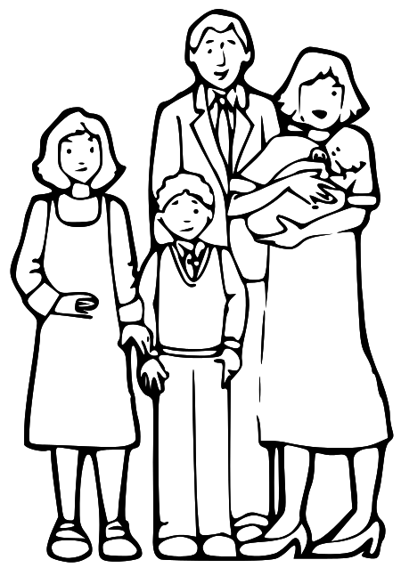 Black family wearing face masks black mom and kids wearing face masks to protect against coronavirus and other infection. Big Family Clipart Black And White Clip Art Library