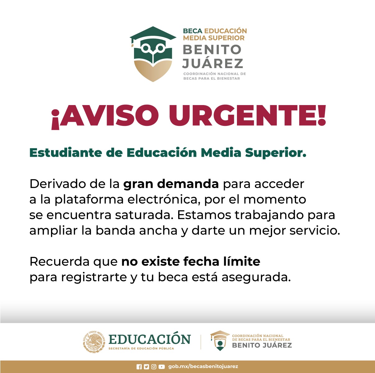 Sistema mi beca benito juarez. Becas Para El Bienestar Benito Juarez No Hay Fecha Limite De Registro Anuncian Tras Saturacion De Plataforma Infobae