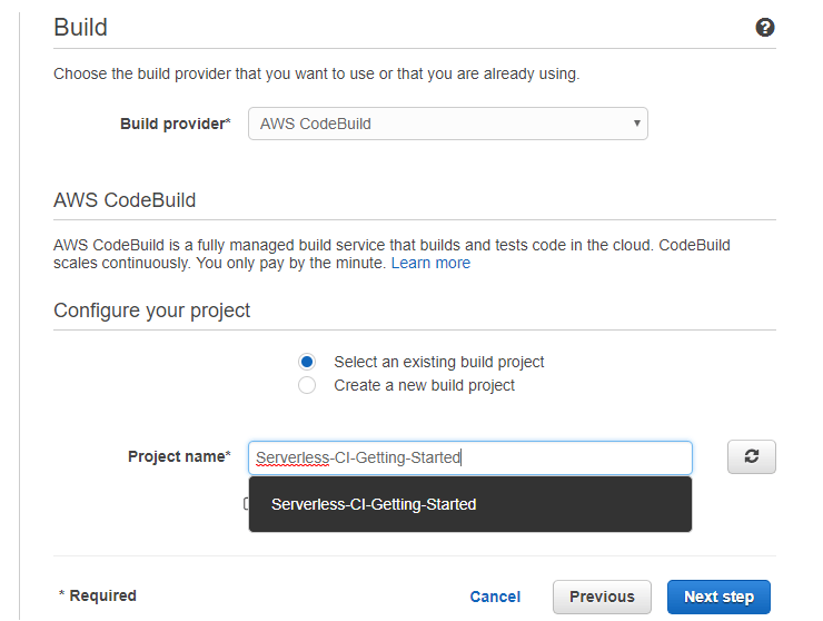 choose your build job