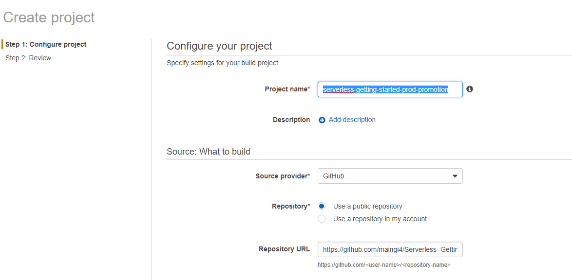 name and repo details