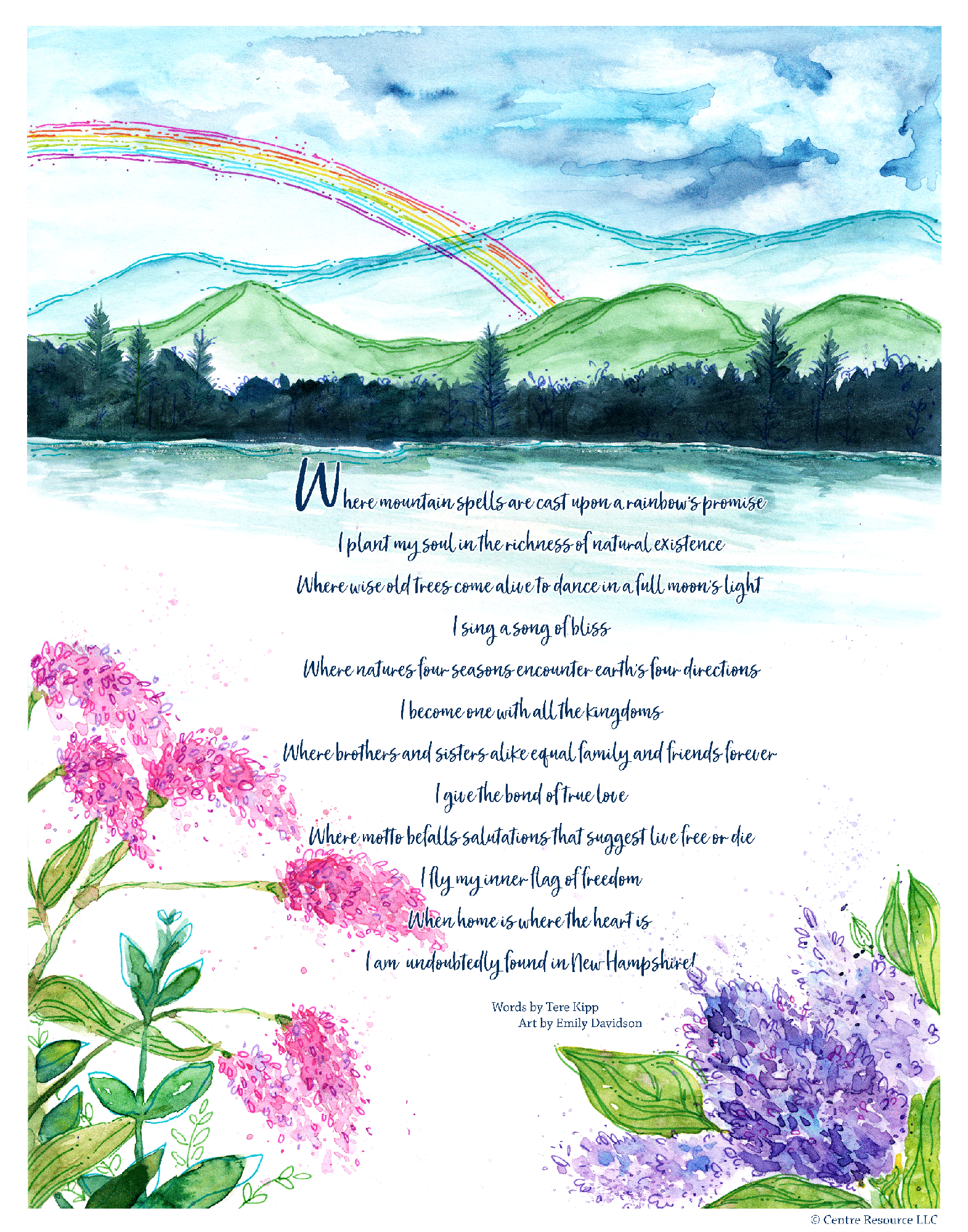 New Hampshire Home Is Where The Heart Is Art Print Centre Resource Llc