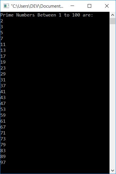 c program to print prime numbers
