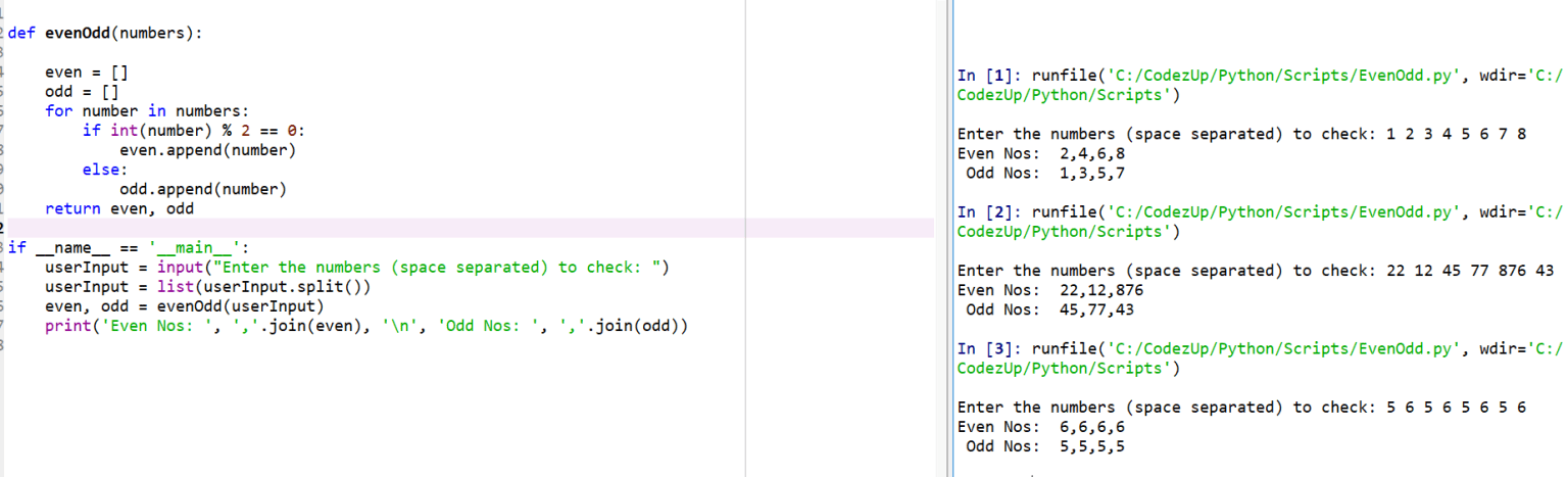 Python Program to Separate Even and Odd Numbers in Array | Codez Up