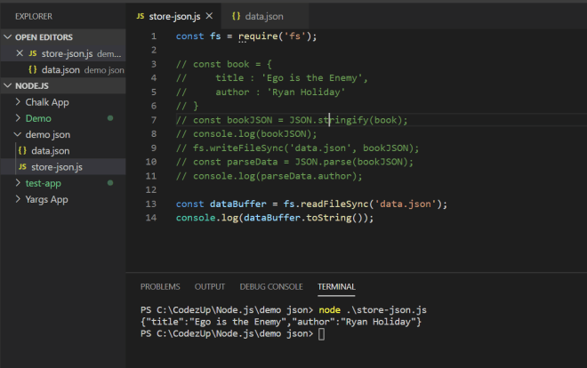 Parse JSON and Store JSON Data using Node.js | Codez Up