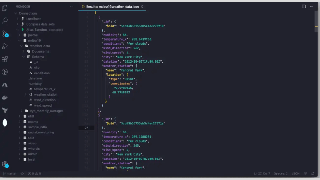 Tampilan MongoDB