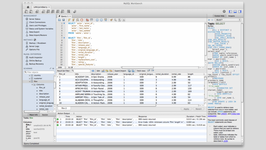 Tampilan MySQL
