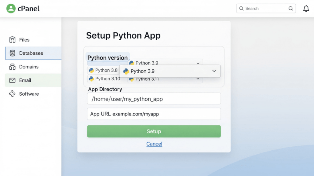 Login cPanel dan Setup Python App