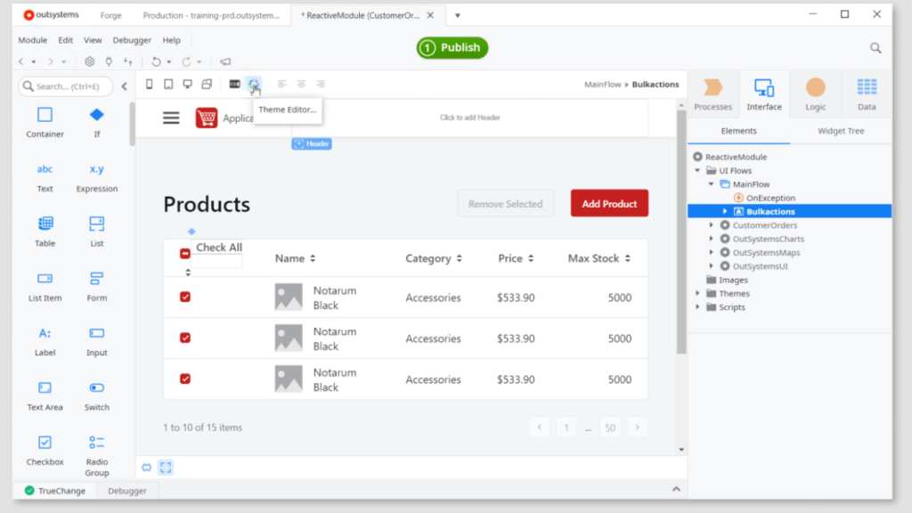 Tampilan OutSystems