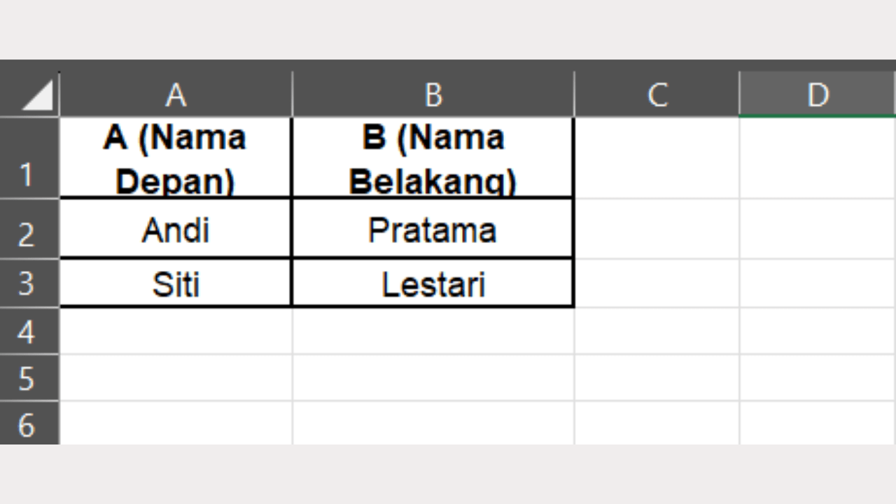 Contoh Dataset 1 untuk Praktik CONCATENATE