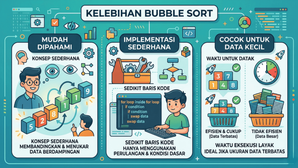 Kelebihan Bubble Sort